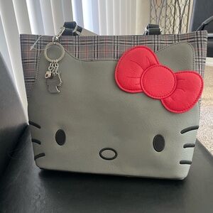 Hello Kitty Plaid Gray and Red Shoulder Bag